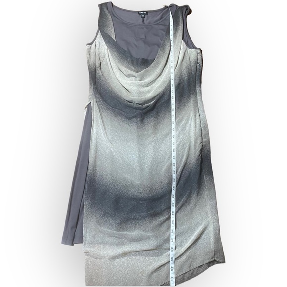 Ronan Chen Stretch Silky Slip Dress Tunic Grey White Size Medium - Picture 5 of 12